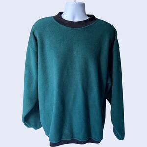 Chip and Pepper L Vintage Fleece Pullover Teal Green Black 90s Retro Relaxed